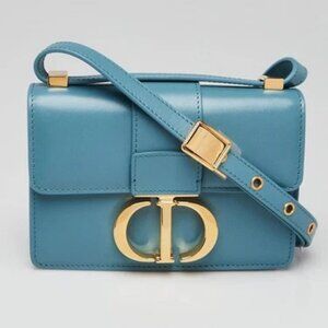 Christian Dior Blue Calfskin Leather 30 Montaigne Micro Bag